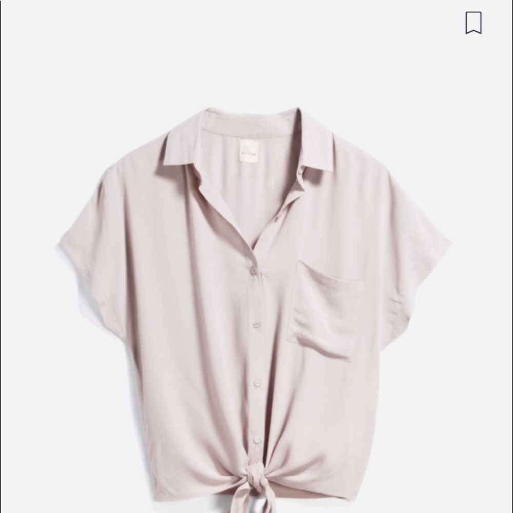 Kaileigh tie front button down top, medium